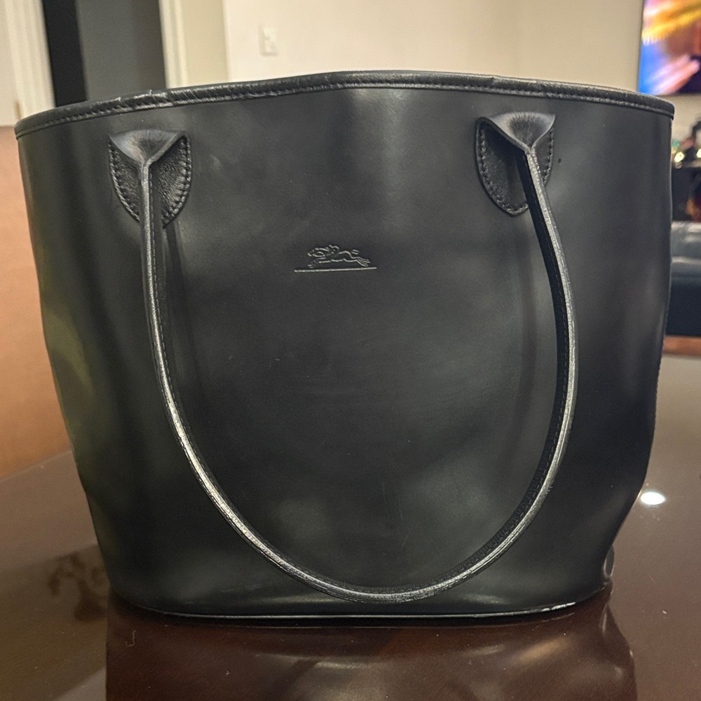 Longchamp black leather tote.